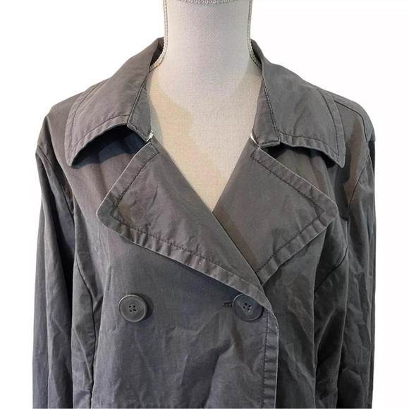 Old Navy Gray Rain Trench Coat Plus Size XXL Outerwear Collared Long Sleeves - Picture 4 of 9